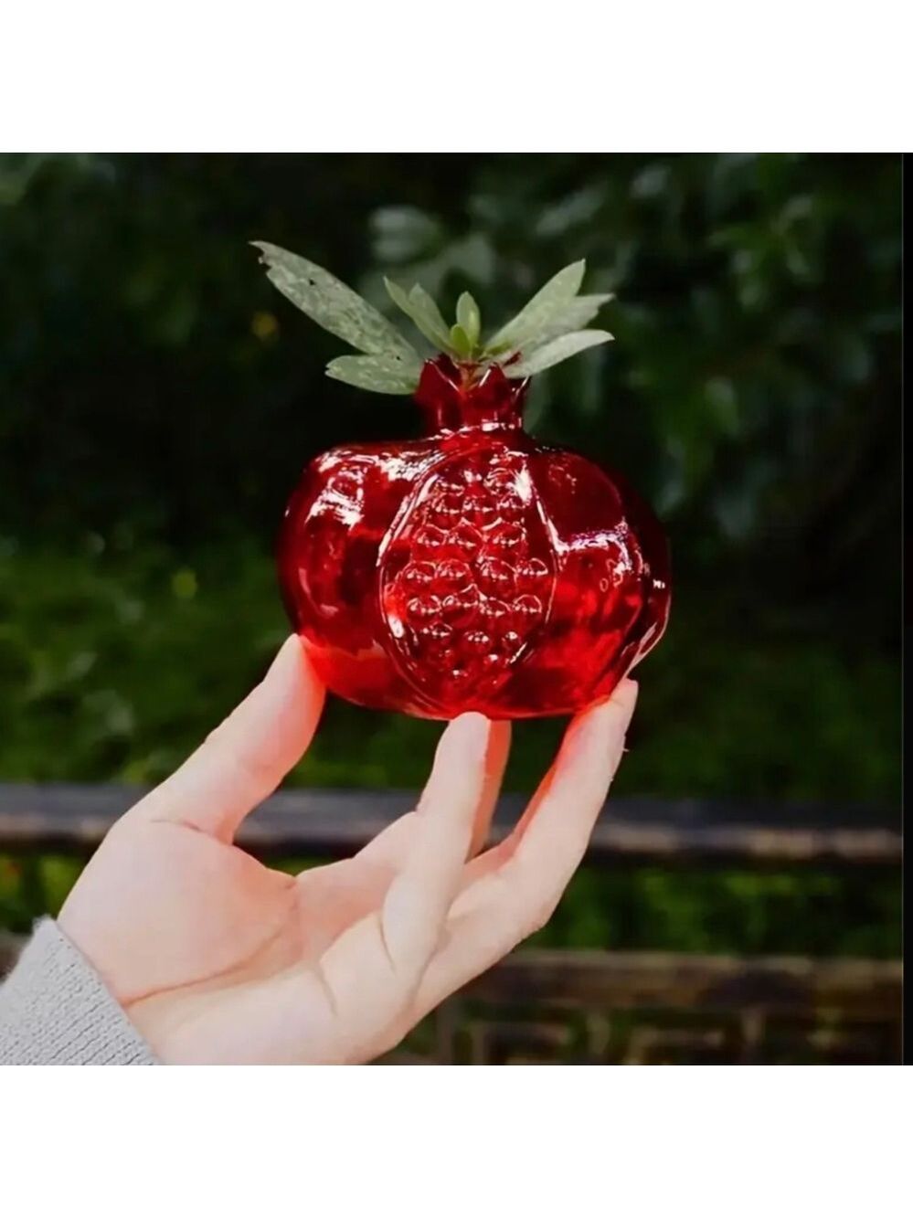 Vase--Pomegranate, Red Glass, Small - Picture 6 of 6